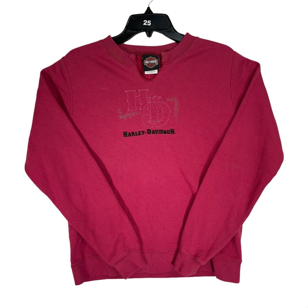 Harley Davidson Sweatshirt Womens M Red Good Vintage Ann Arbor Michigan Graphic